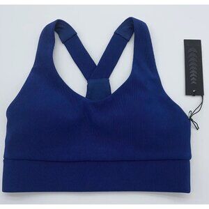 INDUSTRY Active Sports Bra Womens Medium Ribbed Navy Blue Racerback New